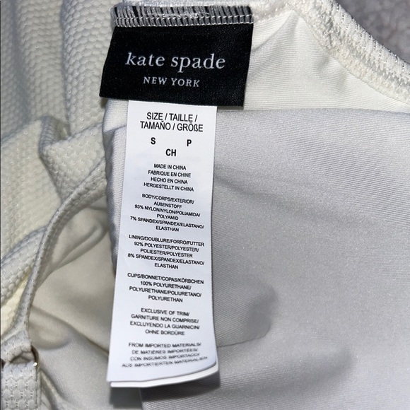 Kate Spade Cream One Piece Plunge Swimsuit - Picture 6 of 9